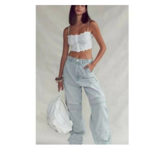 Bdg High Rise Extreme Construction Baggy Jean – Light Blue Denim Size 24 - Picture 1 of 5